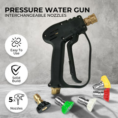 RYNOMATE 3000 PSI High Pressure Washer Gun with M22 Coupling and 5 Interchangeable Spray Nozzles (Black)