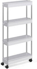 SONGMICS 4-Tier Slide Out Slim Narrow Space Organizer Rolling Storage Cart White