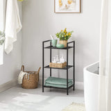 SONGMICS Bathroom Shelf 3-Tier Storage Rack with Adjustable Shelf Black