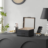 SONGMICS Jewelry Box 3-Layer with 2 Drawers Graphite Black