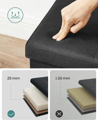 SONGMICS 110cm Foldable Bench with Storage Space and Divider Black