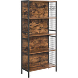 VASAGLE 4 Tiers Bookcase Office Storage Shelf Rustic Brown and Black