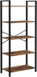 VASAGLE 5-Tier Storage Rack Bookshelf with Steel Frame Rustic Brown and Black
