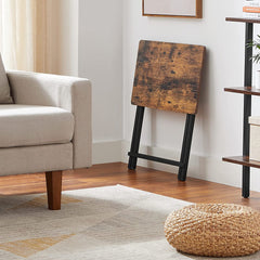 VASAGLE TV Tray Set of 2 Folding Tables Rustic Brown and Black