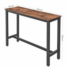 VASAGLE Bar Table 120cm Rustic Brown and Black