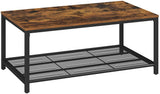 VASAGLE Coffee Table Living Room Table with Dense Mesh Shelf Large Storage Space Tea Table Easy Assembly Stable Industrial Design Rustic Brown