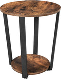 VASAGLE Side Table Industrial Coffee Table Round Sofa Table With Iron Frame for Living Room Bedroom Stable and Simple Construction Rustic Brown