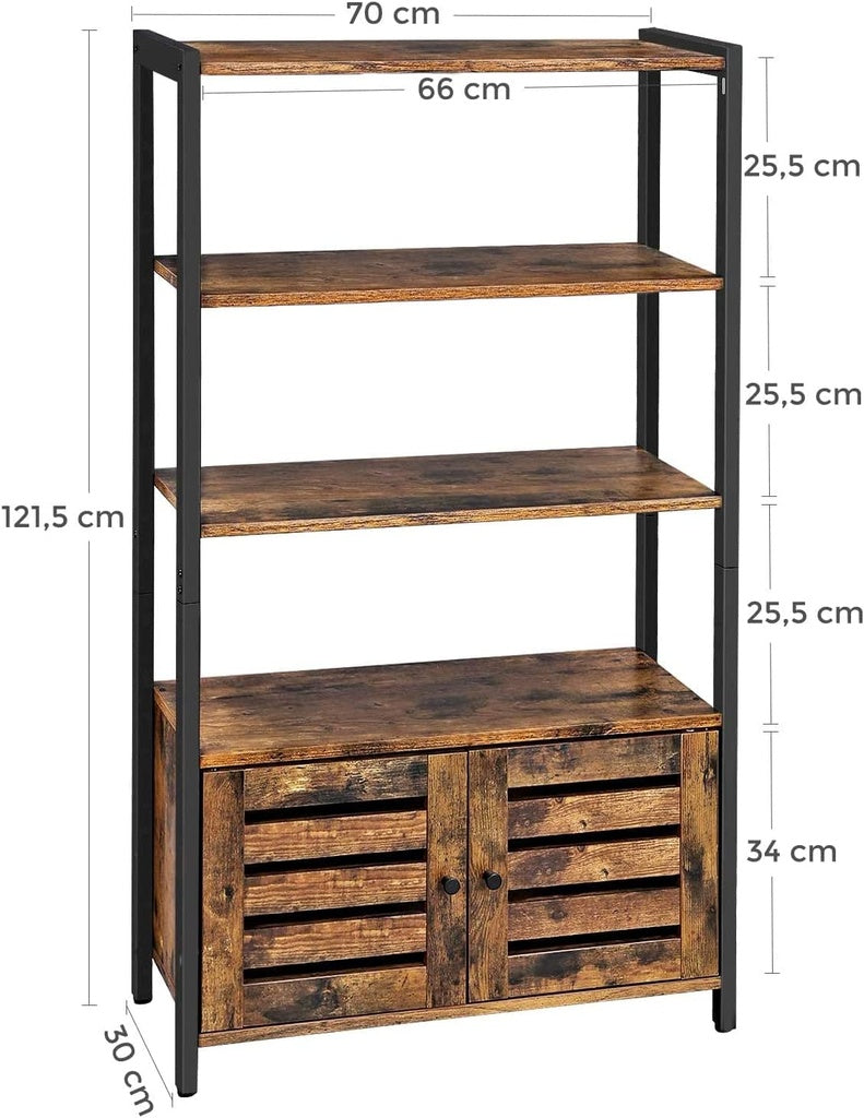 VASAGLE Bookcase Floor Standing Storage Cabinet and Cupboard with 2 Lo ...