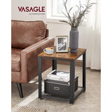 VASAGLE Side Table with Mesh Shelf Rustic Brown and Black