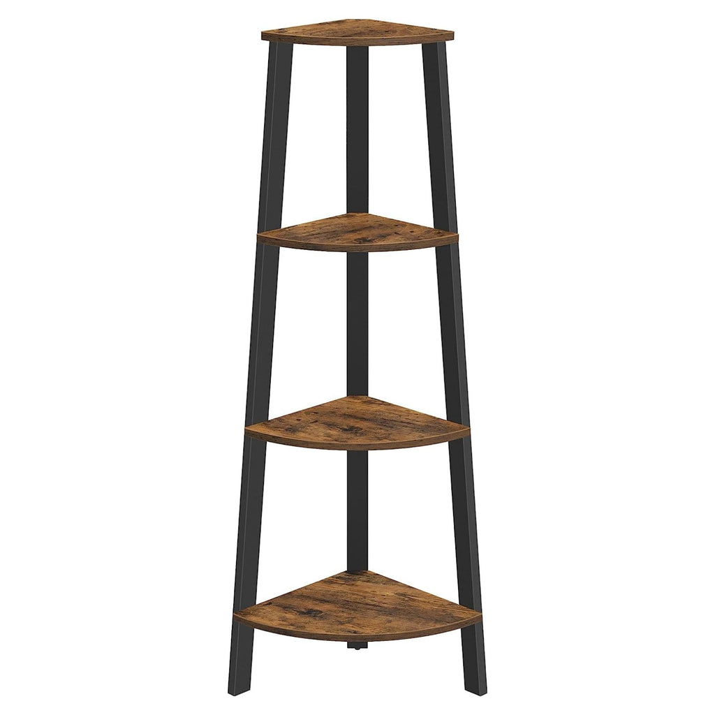 VASAGLE Corner Shelf 4-Tier Industrial Storage Rack Rustic Brown and Black
