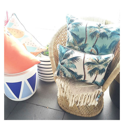 Cushion Cover-With Piping-Palm Trees Natural-35cm x 50cm