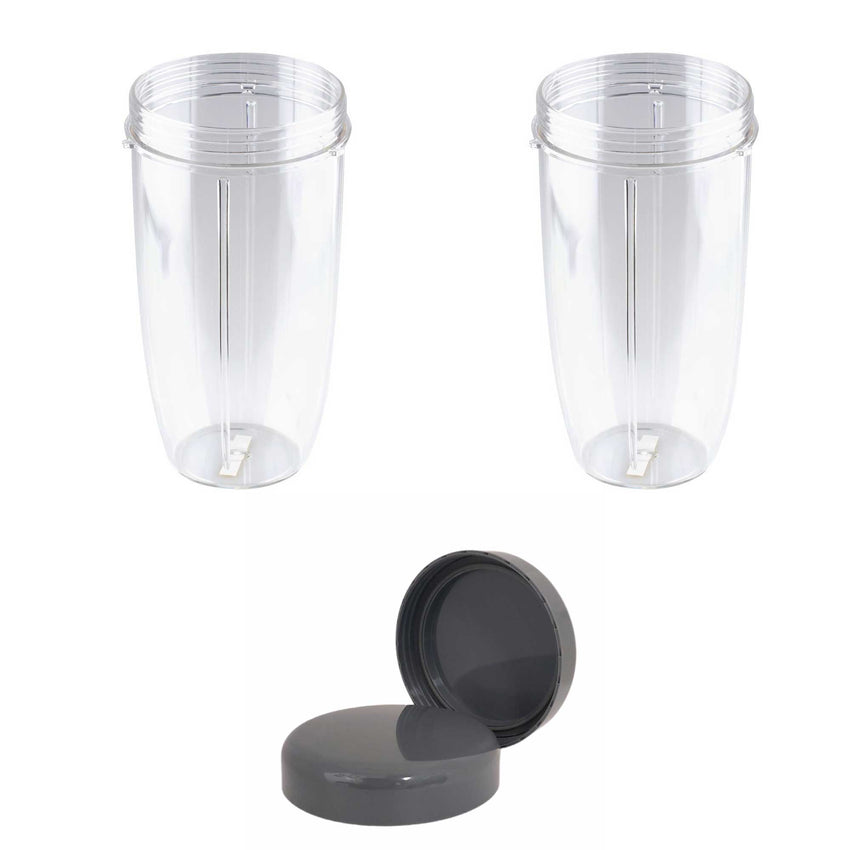 For Nutribullet 2 Tall Cups + 2 Stay Fresh Lid For Nutri 600 and 900 Models
