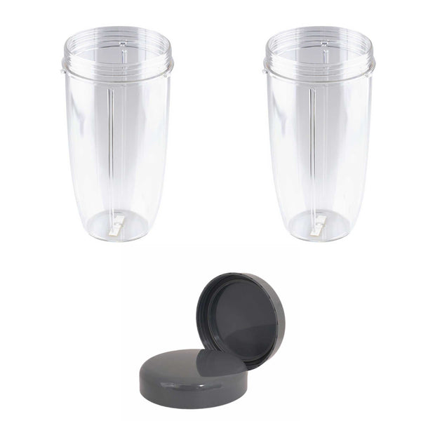 For Nutribullet 2 Tall Cups + 2 Stay Fresh Lid For Nutri 600 and 900 Models