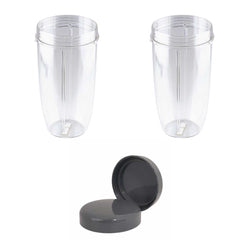 For Nutribullet 2 Tall Cups + 2 Stay Fresh Lid For Nutri 600 and 900 Models
