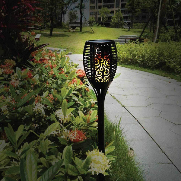 72 LED Bulbs Torch Solar Garden Outdoor Flame Dancing Flickering Light Auto Lamp
