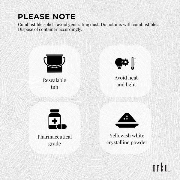 Orku 1.2Kg Sodium Ascorbate Tub - High Purity Soluble Crystalline Powder