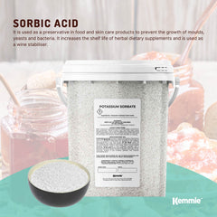Kemmie 500g Potassium Sorbate Food Grade Granules Tub Preservative E202 Cosmetic