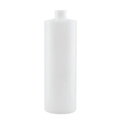 1x 1L Clear HDPE Round Bottle + 28/410 Caps - Empty Plastic Food Storage