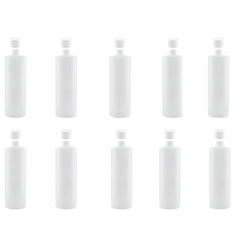 10x 250ml Clear HDPE Round Bottle + 28/410 Caps - Empty Plastic Food Storage