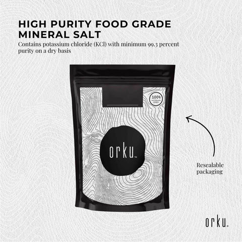 Orku 1Kg Potassium Chloride Powder (KCl) - Food Grade E508 Salt Substitute