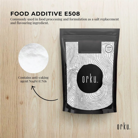 Orku 1Kg Potassium Chloride Powder (KCl) - Food Grade E508 Salt Substitute