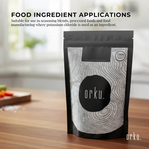 Orku 2Kg Potassium Chloride Powder (KCl) - Food Grade E508 Salt Substitute
