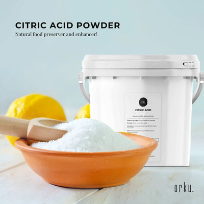 Orku 5Kg Citric Acid Powder Tub - Food Grade Non GMO Preservative E330