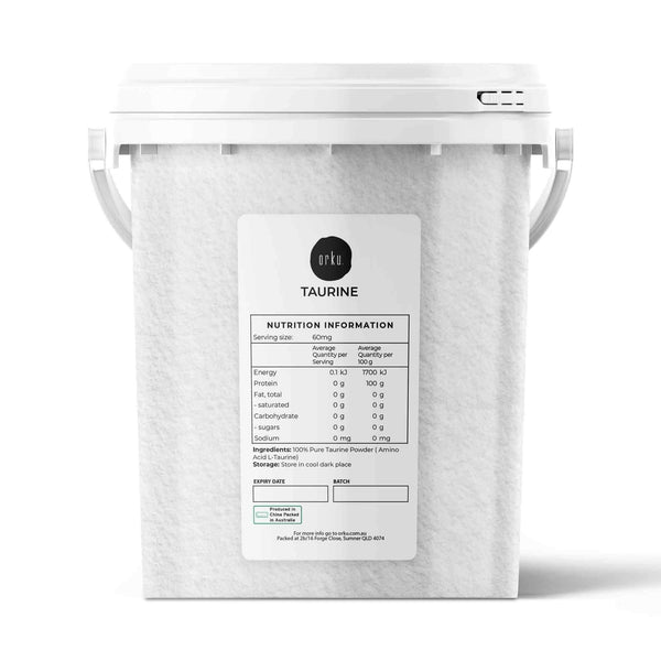Orku 1.3kg Taurine Powder Tub - High Purity L-Taurine Amino Acid Ingredient