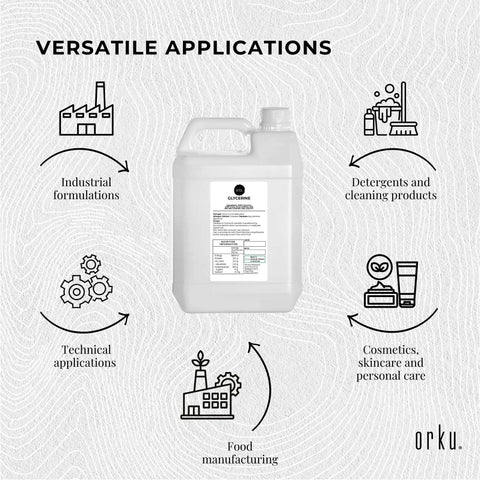 Orku 5L Glycerine 99.9% Pure USP Food Cosmetic Grade - Vegetable Glycerol