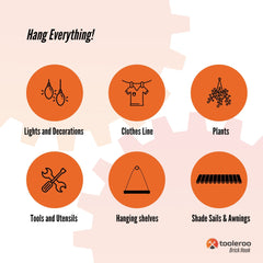 5 Pack 155-165mm (6-6.5") Brick Hooks - Wall Clips Hangers For Pictures Plants