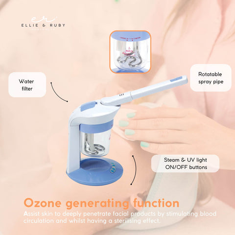 Ellie & Ruby 2-in-1 Facial Hair Steamer Ozone Steam Machine Portable Tabletop