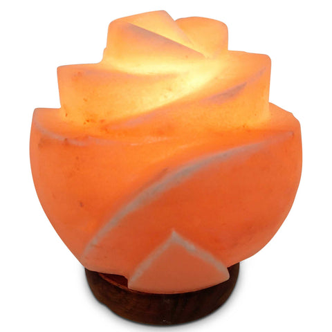 Orku Rose Shaped Himalayan Pink Salt Lamp - Hand Carved Flower Night Light
