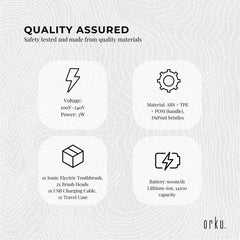 Sonic Electric Toothbrush White - Waterproof USB Charging 5 Modes 2 Heads + Case