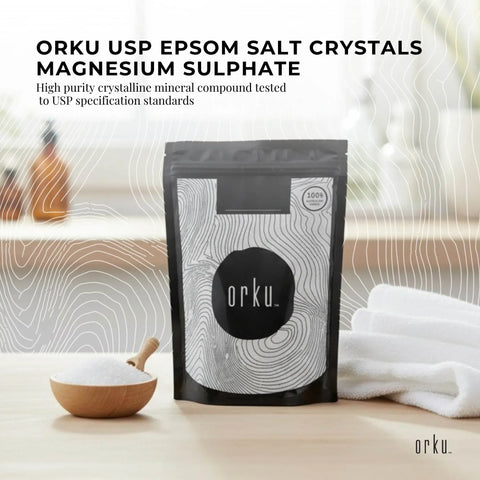 Orku 100g USP Epsom Salt Crystals Magnesium Sulphate - Bath Soak Salts