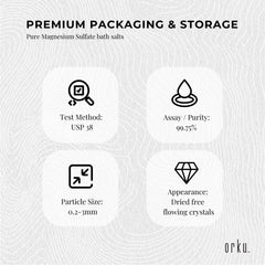 Orku 1Kg Epsom Salt - USP Grade Magnesium Sulfate Body Bath Salts