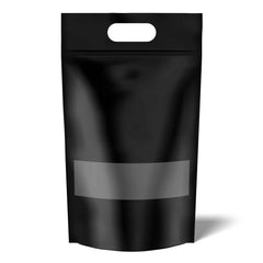 200 Resealable Mylar Black Stand Up Bags 53x32cm - Food Packaging Zip Pouch and Handle
