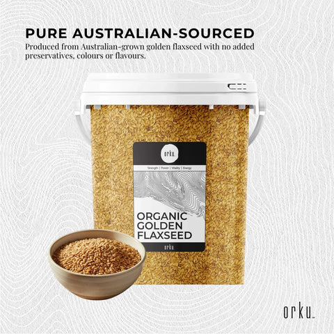 Orku 800g Organic Golden Linseed Flaxseed Whole Grain Non GMO - Tub