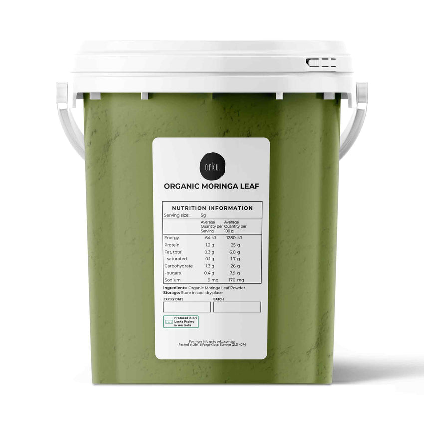 Orku 400g Organic Moringa Leaf Powder Tub - Food Grade Oleifera Drumstick Leaf