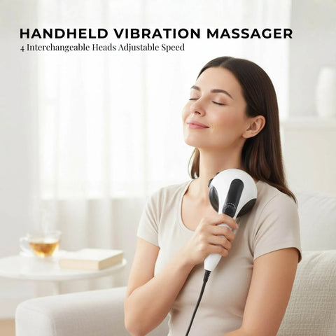 Orku Handheld Body Massager 4 Heads Adjustable Speed 28W Black