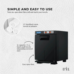 Orku 5L Black Electric Hand Towel Warmer Mini UV Steriliser Cabinet Salon Heater
