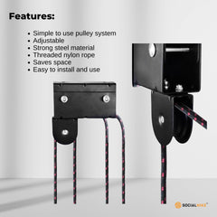 Kayak Hoist - 45kg Garage Ceiling Pulley Lift Storage System Bike Luggage Holder