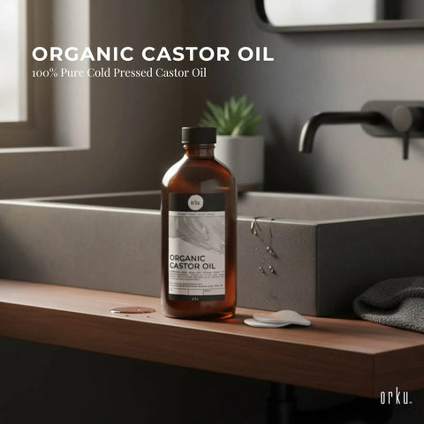 Orku 1L Organic Castor Oil - Hexane Free Cold Pressed