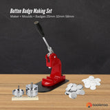 Tooleroo Button Badge Making Set - Maker + Moulds + Badges 25mm 32mm 58mm