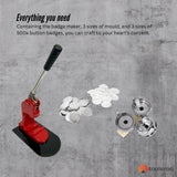 Tooleroo Button Badge Making Set - Maker + Moulds + Badges 25mm 32mm 58mm