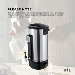 10L Orku Candle Wax Heater With Core Heating Tap - Electric Warmer Melter Pot