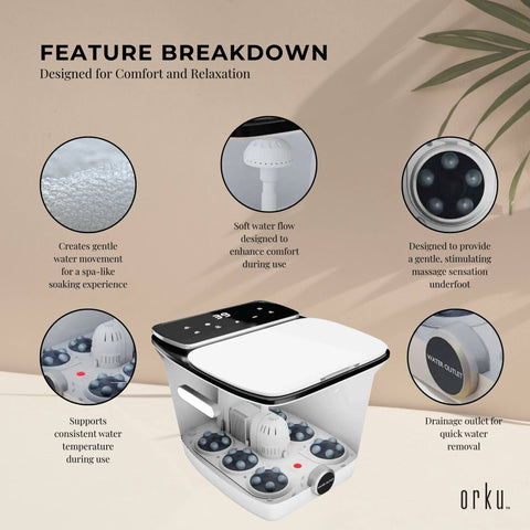 Orku Foot Spa Automatic Water Heating Massager - Electric Pedicure Bath