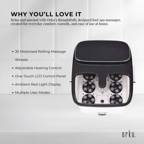 Orku Foot Spa Automatic Water Heating Massager - Electric Pedicure Bath
