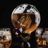Kitchee 850ml Whiskey or Wine Globe Glass Decanter Set - 2 Glasses + Stand
