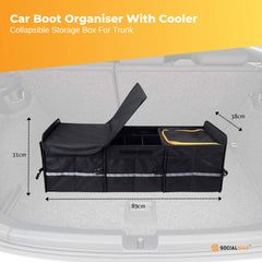 Car Boot Organiser With Cooler - Collapsible Storage Box For Trunk