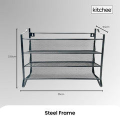 4 Tier Metal Spice Rack + 28 Glass Jars - Kitchen Pantry Herb Storage Organiser